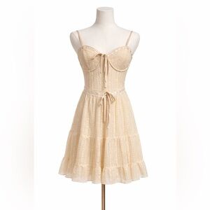 Jessica Simpson NWT Cream Lace Corset Dress Underwire Boho M